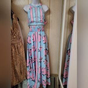 Adore Floral Maxi Dress - Pink and Blue